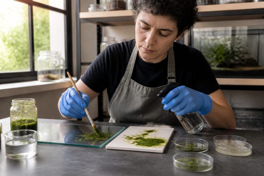 Moss Propagation on Glass and Glazed Surfaces: Techniques for Low-Porosity Materials